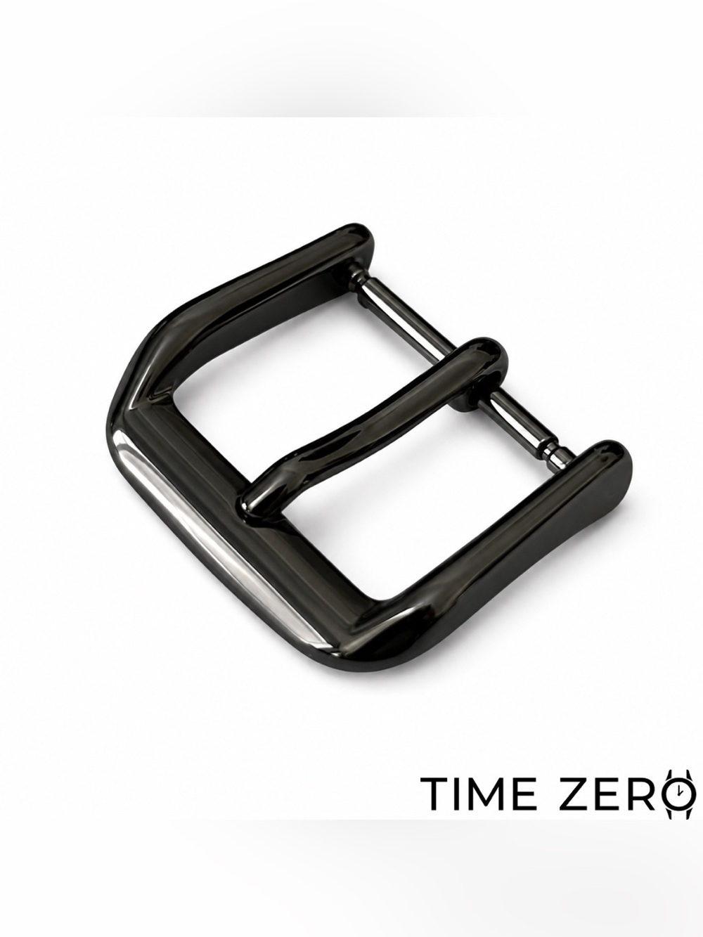 Black Polished Steel Replacement Watch Buckle for Time Zero Leather Strap Band
